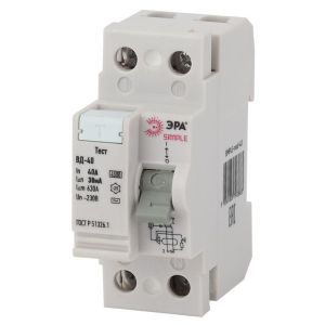 Выключатель дифференциального тока (УЗО) 2п 40А/30мА ВД-40 (электронное) SIMPLE-mod-43 ЭРА Б0039263