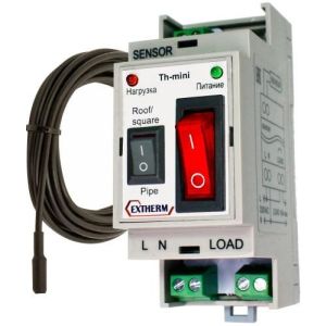 Термостат 7А для управления системой электрообогрева на кровлях/площадках/трубах с фиксирован. настройками в компл. с датчиком темпер. EXTHERM Th-Mini