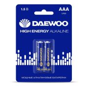Элемент питания алкалиновый AAA/LR03 1.5В High Energy Alkaline 2021 BL-2 (уп.2шт) DAEWOO 5030350