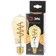 Лампа светодиодная филаментная F-LED ST64-7W-824-E27 7Вт ST64 золотая 2400К спирал. тепл. бел. E27 Эра Б0047665