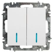 Выключатель 2-кл. СП Accent 6-105-01 10А IP20 250В с подсветкой AL/CU бел. Intro Б0063505