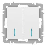 Выключатель 2-кл. СП Accent 6-105-01М 10А IP20 250В с подсветкой AL/CU бел. матов. Intro Б0063507